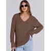 image:imageANRABESS Long Sleeve Shirts for Women V Neck Casual Fall Tops Loose Fit Lightweight Sweaters Tunic Fashion 2025 ClothesDark Brown