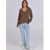image:imageANRABESS Long Sleeve Shirts for Women V Neck Casual Fall Tops Loose Fit Lightweight Sweaters Tunic Fashion 2025 ClothesDark Brown