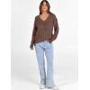 image:imageANRABESS Long Sleeve Shirts for Women V Neck Casual Fall Tops Loose Fit Lightweight Sweaters Tunic Fashion 2025 ClothesDark Brown