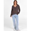 image:imageANRABESS Long Sleeve Shirts for Women V Neck Casual Fall Tops Loose Fit Lightweight Sweaters Tunic Fashion 2025 ClothesDeep Brown