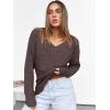 image:imageANRABESS Long Sleeve Shirts for Women V Neck Casual Fall Tops Loose Fit Lightweight Sweaters Tunic Fashion 2025 ClothesDeep Brown