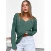 image:imageANRABESS Long Sleeve Shirts for Women V Neck Casual Fall Tops Loose Fit Lightweight Sweaters Tunic Fashion 2025 ClothesGreen