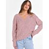 image:imageANRABESS Long Sleeve Shirts for Women V Neck Casual Fall Tops Loose Fit Lightweight Sweaters Tunic Fashion 2025 ClothesGrey Pink