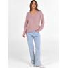 image:imageANRABESS Long Sleeve Shirts for Women V Neck Casual Fall Tops Loose Fit Lightweight Sweaters Tunic Fashion 2025 ClothesGrey Pink