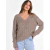 image:imageANRABESS Long Sleeve Shirts for Women V Neck Casual Fall Tops Loose Fit Lightweight Sweaters Tunic Fashion 2025 ClothesKhaki