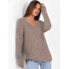 image:imageANRABESS Long Sleeve Shirts for Women V Neck Casual Fall Tops Loose Fit Lightweight Sweaters Tunic Fashion 2025 ClothesKhaki