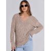 image:imageANRABESS Long Sleeve Shirts for Women V Neck Casual Fall Tops Loose Fit Lightweight Sweaters Tunic Fashion 2025 ClothesKhaki