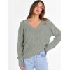 image:imageANRABESS Long Sleeve Shirts for Women V Neck Casual Fall Tops Loose Fit Lightweight Sweaters Tunic Fashion 2025 ClothesLight Green