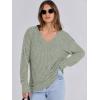 image:imageANRABESS Long Sleeve Shirts for Women V Neck Casual Fall Tops Loose Fit Lightweight Sweaters Tunic Fashion 2025 ClothesLight Green