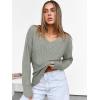 image:imageANRABESS Long Sleeve Shirts for Women V Neck Casual Fall Tops Loose Fit Lightweight Sweaters Tunic Fashion 2025 ClothesLight Green