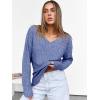 image:imageANRABESS Long Sleeve Shirts for Women V Neck Casual Fall Tops Loose Fit Lightweight Sweaters Tunic Fashion 2025 ClothesNavy Blue