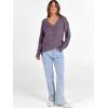 image:imageANRABESS Long Sleeve Shirts for Women V Neck Casual Fall Tops Loose Fit Lightweight Sweaters Tunic Fashion 2025 ClothesPurple