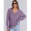 image:imageANRABESS Long Sleeve Shirts for Women V Neck Casual Fall Tops Loose Fit Lightweight Sweaters Tunic Fashion 2025 ClothesPurple