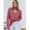 image:imageANRABESS Long Sleeve Shirts for Women V Neck Casual Fall Tops Loose Fit Lightweight Sweaters Tunic Fashion 2025 ClothesRed