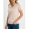 image:imageANRABESS Short Sleeve Sweater for Women V Neck Ribbed Knit Lightweight Sweaters Top 2026 Summer Business Casual Outfits1apricot