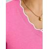 image:imageANRABESS Short Sleeve Sweater for Women V Neck Ribbed Knit Lightweight Sweaters Top 2026 Summer Business Casual Outfits2hot Pink