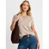 image:imageANRABESS Short Sleeve Sweater for Women V Neck Ribbed Knit Lightweight Sweaters Top 2026 Summer Business Casual OutfitsAlmond