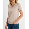 image:imageANRABESS Short Sleeve Sweater for Women V Neck Ribbed Knit Lightweight Sweaters Top 2026 Summer Business Casual OutfitsAlmond