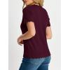 image:imageANRABESS Short Sleeve Sweater for Women V Neck Ribbed Knit Lightweight Sweaters Top 2026 Summer Business Casual OutfitsDrak Red