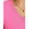 image:imageANRABESS Short Sleeve Sweater for Women V Neck Ribbed Knit Lightweight Sweaters Top 2026 Summer Business Casual OutfitsHot Pink