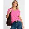 image:imageANRABESS Short Sleeve Sweater for Women V Neck Ribbed Knit Lightweight Sweaters Top 2026 Summer Business Casual OutfitsHot Pink