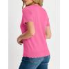 image:imageANRABESS Short Sleeve Sweater for Women V Neck Ribbed Knit Lightweight Sweaters Top 2026 Summer Business Casual OutfitsHot Pink
