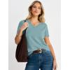 image:imageANRABESS Short Sleeve Sweater for Women V Neck Ribbed Knit Lightweight Sweaters Top 2026 Summer Business Casual OutfitsLight Blue