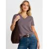 image:imageANRABESS Short Sleeve Sweater for Women V Neck Ribbed Knit Lightweight Sweaters Top 2026 Summer Business Casual OutfitsNutmeg