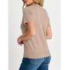 image:imageANRABESS Short Sleeve Sweater for Women V Neck Ribbed Knit Lightweight Sweaters Top 2026 Summer Business Casual OutfitsTan