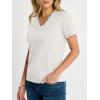 image:imageANRABESS Short Sleeve Sweater for Women V Neck Ribbed Knit Lightweight Sweaters Top 2026 Summer Business Casual OutfitsWhite