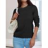 image:imageANRABESS Sweaters for Women Loose Fit Lightweight Soft Dressy Scalloped Long Sleeve Pullover Tops 2026 Fall Casual OutfitsBlack