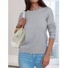 image:imageANRABESS Sweaters for Women Loose Fit Lightweight Soft Dressy Scalloped Long Sleeve Pullover Tops 2026 Fall Casual OutfitsGrey