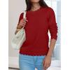 image:imageANRABESS Sweaters for Women Loose Fit Lightweight Soft Dressy Scalloped Long Sleeve Pullover Tops 2026 Fall Casual OutfitsRed