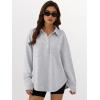 image:imageANRABESS Sweatshirt for Women Oversized Casual Long Sleeve Side Slit Button Lapel Polo Pullover Tunic Tops 2025 Fall OutfitsGrey