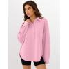 image:imageANRABESS Sweatshirt for Women Oversized Casual Long Sleeve Side Slit Button Lapel Polo Pullover Tunic Tops 2025 Fall OutfitsPink