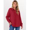 image:imageANRABESS Sweatshirt for Women Oversized Casual Long Sleeve Side Slit Button Lapel Polo Pullover Tunic Tops 2025 Fall OutfitsRed