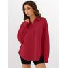 image:imageANRABESS Sweatshirt for Women Oversized Casual Long Sleeve Side Slit Button Lapel Polo Pullover Tunic Tops 2025 Fall OutfitsRed