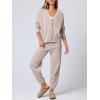 image:imageANRABESS Women 2 Piece Lounge Sets 2025 Fall Outfits Casual Waffle Knit Cardigan Sweater Pant Set Travel Airport Clothes
