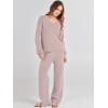image:imageANRABESS Women 2 Piece Outfits Sweater Lounge Sets Long Sleeve Cable Knit Pullover and Wide Leg Pants Tracksuit Matching SetCamel