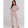 image:imageANRABESS Women 2 Piece Outfits Sweater Lounge Sets Long Sleeve Cable Knit Pullover and Wide Leg Pants Tracksuit Matching SetCamel