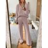 image:imageANRABESS Women 2 Piece Outfits Sweater Lounge Sets Long Sleeve Cable Knit Pullover and Wide Leg Pants Tracksuit Matching SetCamel