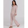 image:imageANRABESS Women 2 Piece Outfits Sweater Lounge Sets Long Sleeve Cable Knit Pullover and Wide Leg Pants Tracksuit Matching SetCamel