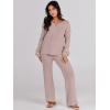 image:imageANRABESS Women 2 Piece Outfits Sweater Lounge Sets Long Sleeve Cable Knit Pullover and Wide Leg Pants Tracksuit Matching SetCamel