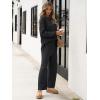 image:imageANRABESS Women 2 Piece Outfits Sweater Set 2023 Fall Oversized Loungewear Sweatsuit Matching Lounge Sets Waffle Knit Cozy Sweat Set 1004heiseL Black