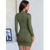 image:imageANRABESS Women Long Sleeve Mock Neck Bodycon Mini Dress 2025 Fall Ribbed Slim Fit Pencil Cocktail Club Night DressesArmy Green