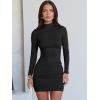 image:imageANRABESS Women Long Sleeve Mock Neck Bodycon Mini Dress 2025 Fall Ribbed Slim Fit Pencil Cocktail Club Night DressesBlack