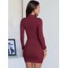 image:imageANRABESS Women Long Sleeve Mock Neck Bodycon Mini Dress 2025 Fall Ribbed Slim Fit Pencil Cocktail Club Night DressesDark Red