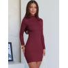 image:imageANRABESS Women Long Sleeve Mock Neck Bodycon Mini Dress 2025 Fall Ribbed Slim Fit Pencil Cocktail Club Night DressesDark Red