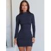 image:imageANRABESS Women Long Sleeve Mock Neck Bodycon Mini Dress 2025 Fall Ribbed Slim Fit Pencil Cocktail Club Night DressesNavy Blue