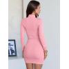 image:imageANRABESS Women Long Sleeve Mock Neck Bodycon Mini Dress 2025 Fall Ribbed Slim Fit Pencil Cocktail Club Night DressesPink